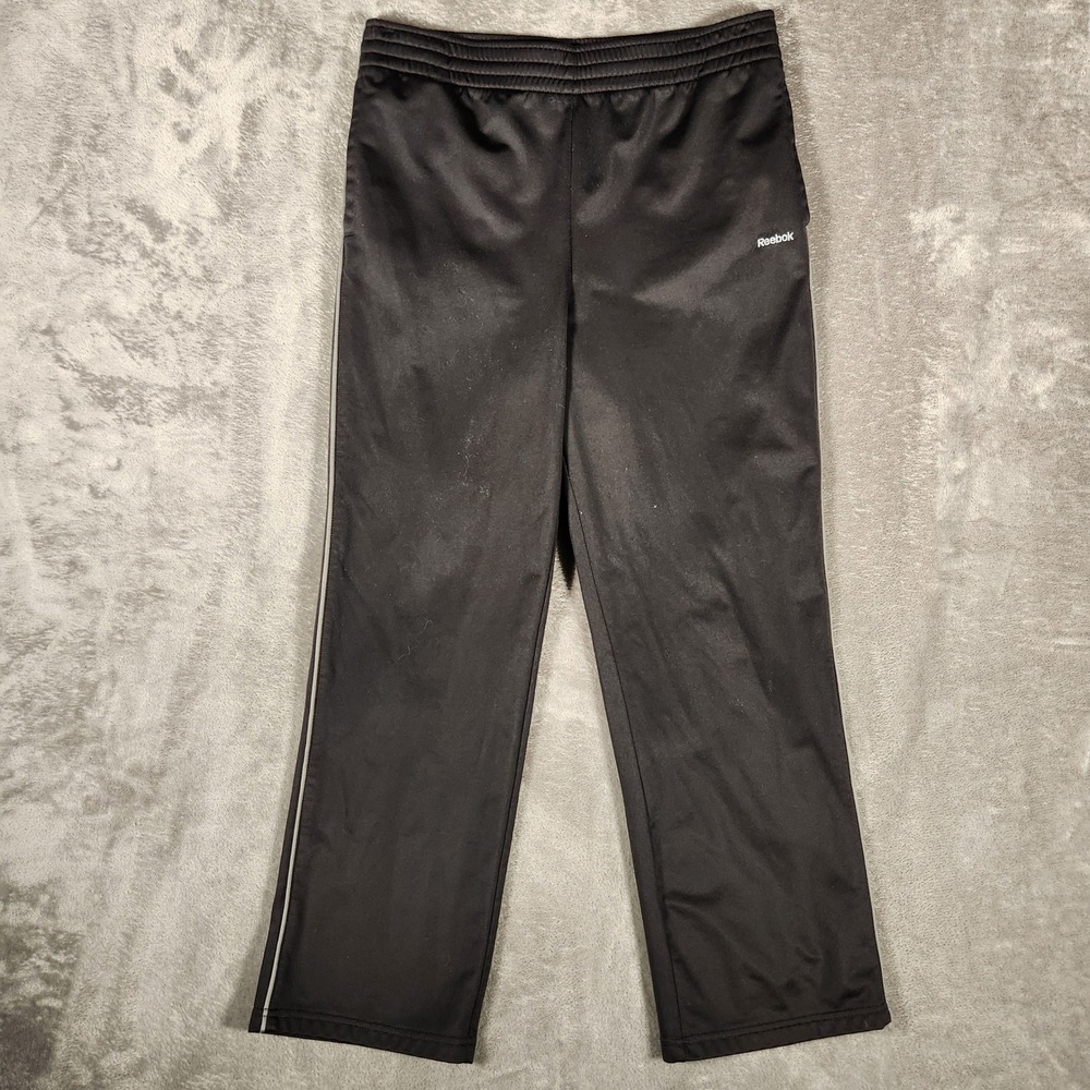 Reebok Track Pants Boys Size L 14-16 Black Good Side Stripe Athletic Joggers